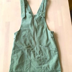 Green Corduroy Overall Dress